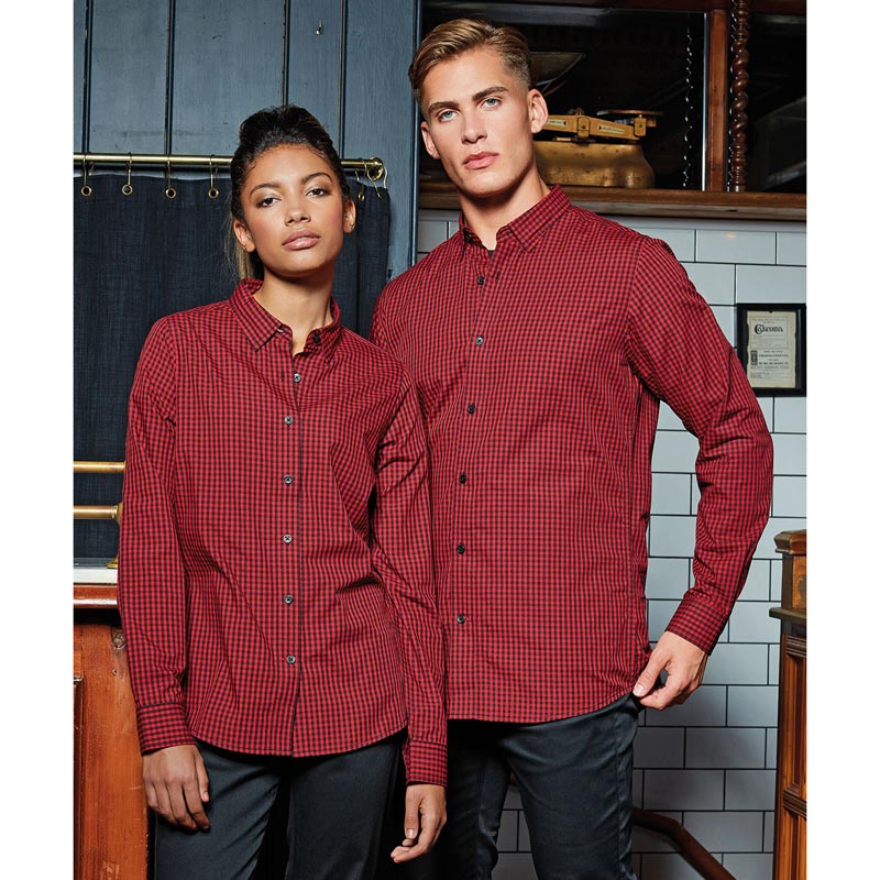 Women's Maxton check long sleeve shirt - Black/ Red XS